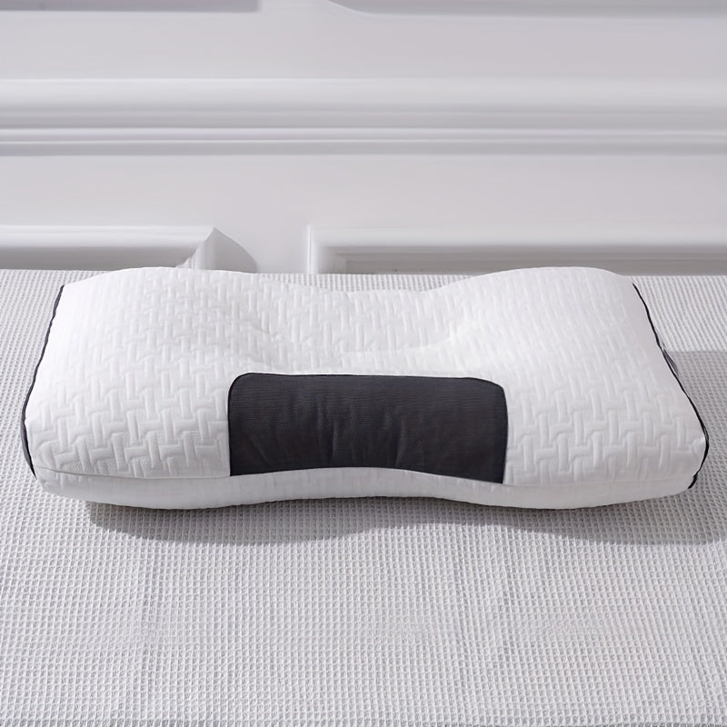 "Ergonomik 3D SPA massaji bilan ortopedik bo'yin qo'llab-quvvatlovchi yostiq - yuvilishi mumkin bo'lgan polyester tolasi, zip yopilishi, barcha mavsumlar uchun qulaylik, oq rang, suyak shaklidagi dizayn, yotoq ta'minoti"