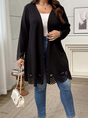 Plus Size Women's Casual Knit Cardigan with Random Print for Fall Winter