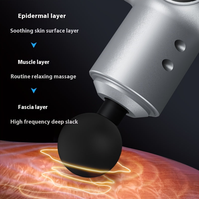 Массажная пушка для всего тела с перезаряжаемой литиевой батареей и зарядкой через USB