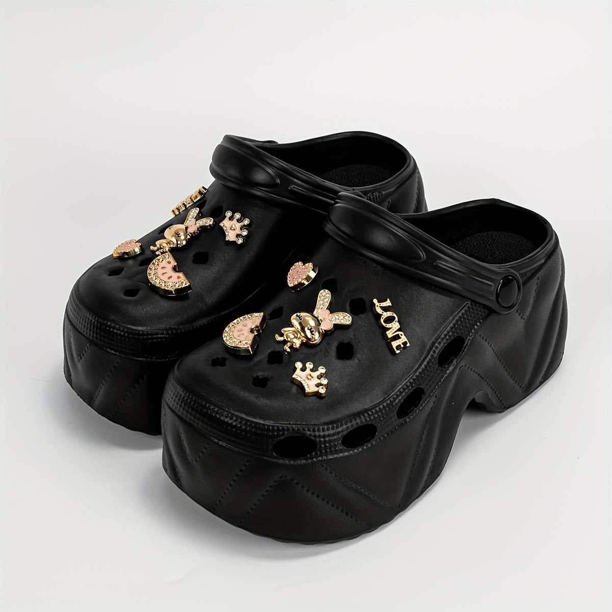 Women's Watermelon and Rabbit Charms Platform Clogs EVA Sandals