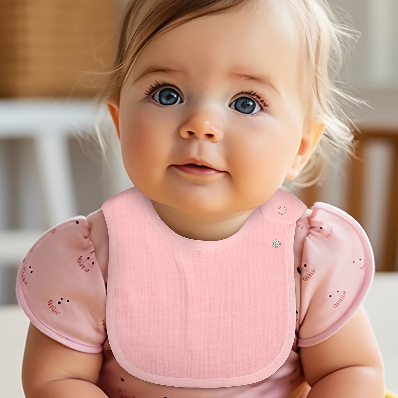 Set of 8 Cotton Gauze Baby Bibs Absorbent Breathable Soft Multi-Color Adjustable Snap