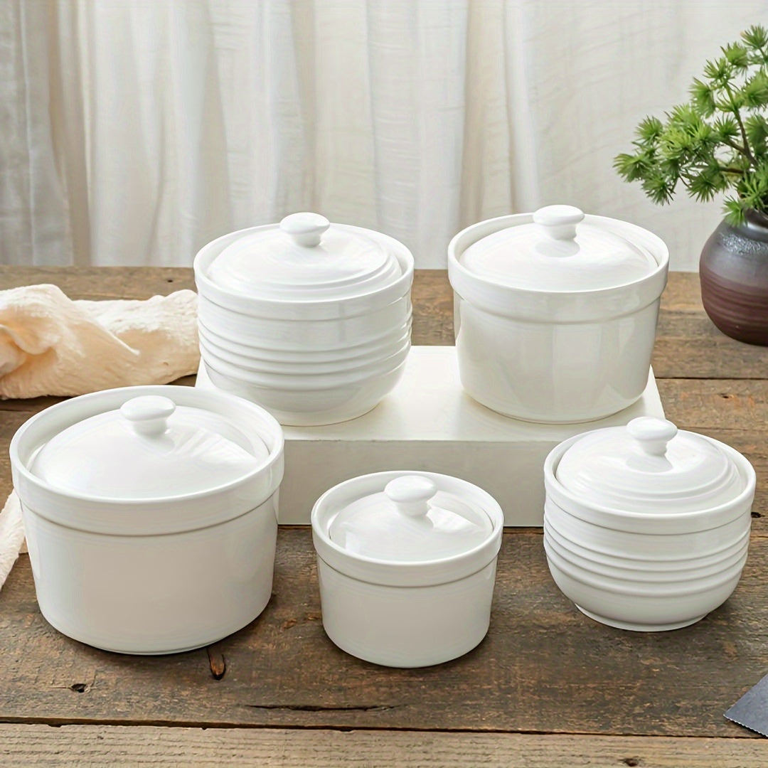 Ceramic Stew Pot with Lid Microwave and Outdoor Safe Rust-Resistant for Home Kitchen Catering Restaurant