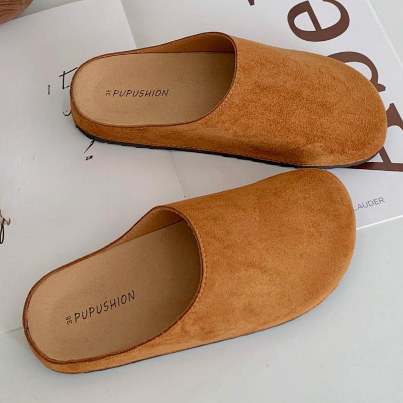 Women's Vintage Beige Slip-On Mules with Soft Cushioned Insole