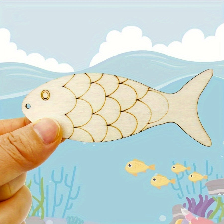 Wooden Fish Shaped Crafts for Holiday Wedding Birthday Decorations Set of 30