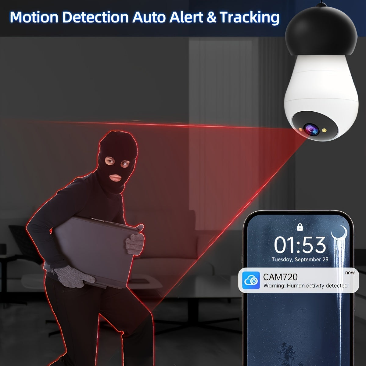 Smart HD WiFi Camera with Built-in Light 3MP E27 Bulb Night Vision Audio Alarm for Home Security