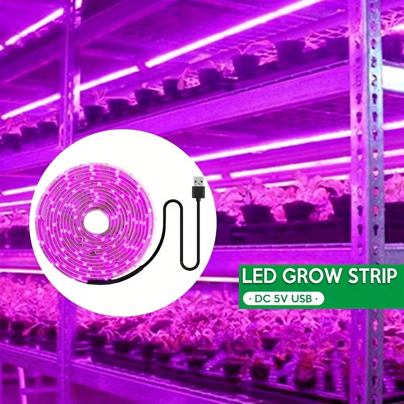 Full Spectrum Pink LED Grow Light Strip USB Powered for Indoor and Greenhouse Plant Growth