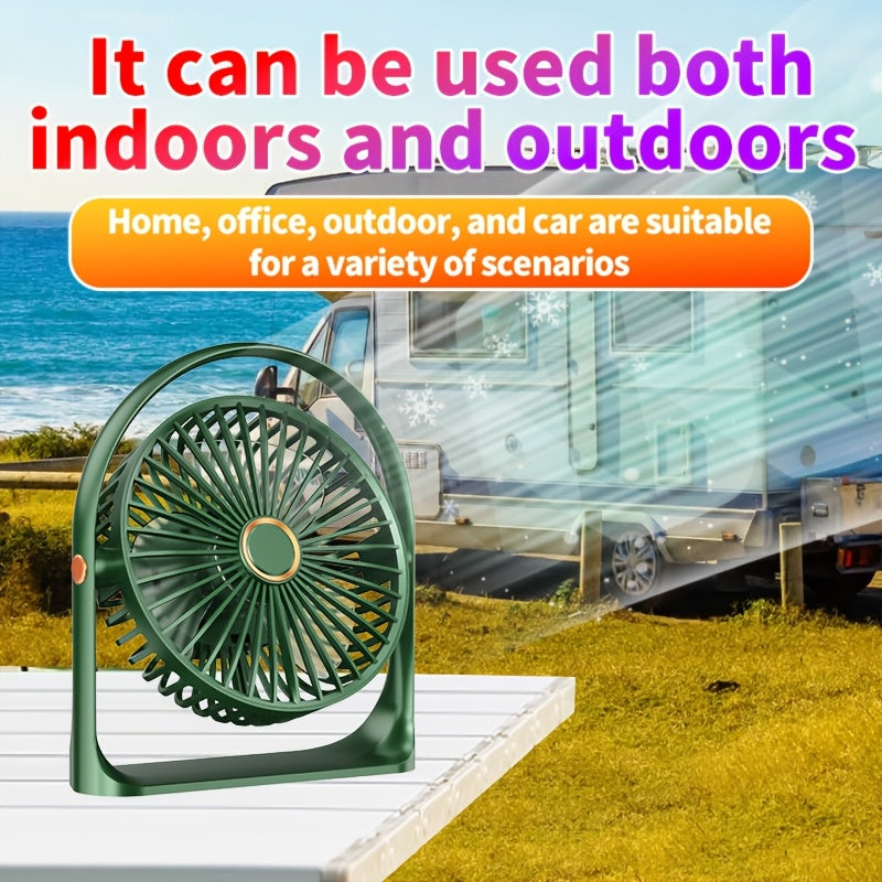 Compact 6-Inch LED Table Fan with Backlight Rechargeable USB Battery for Office Camping Travel