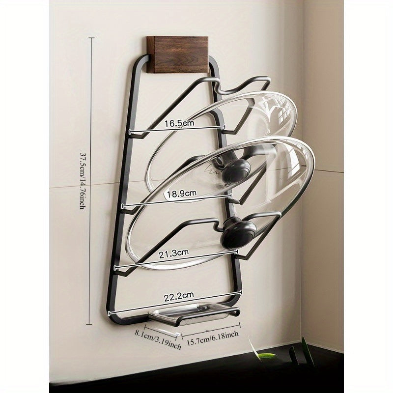 Walnut Wall Mount Storage Rack Space-Saving Kitchen Organizer