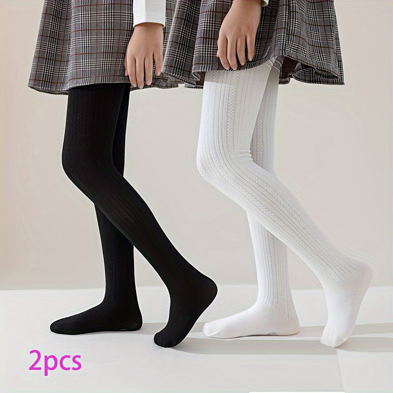 Girls' Knit Tights Striped Viscose Polyester Spandex All-Season Leggings