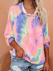 Plus Size Tie Dye Hoodie Women's Casual Long Sleeve Sweatshirt
