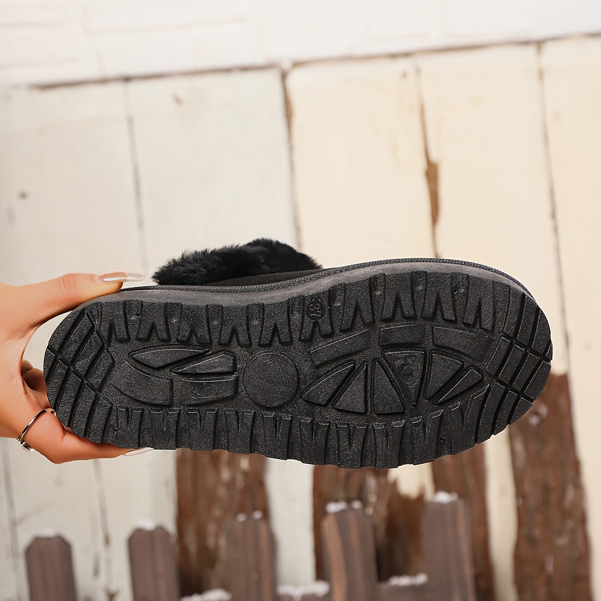 Women's Flannel Indoor Outdoor Slippers Snow Boots Faux Fur Trim