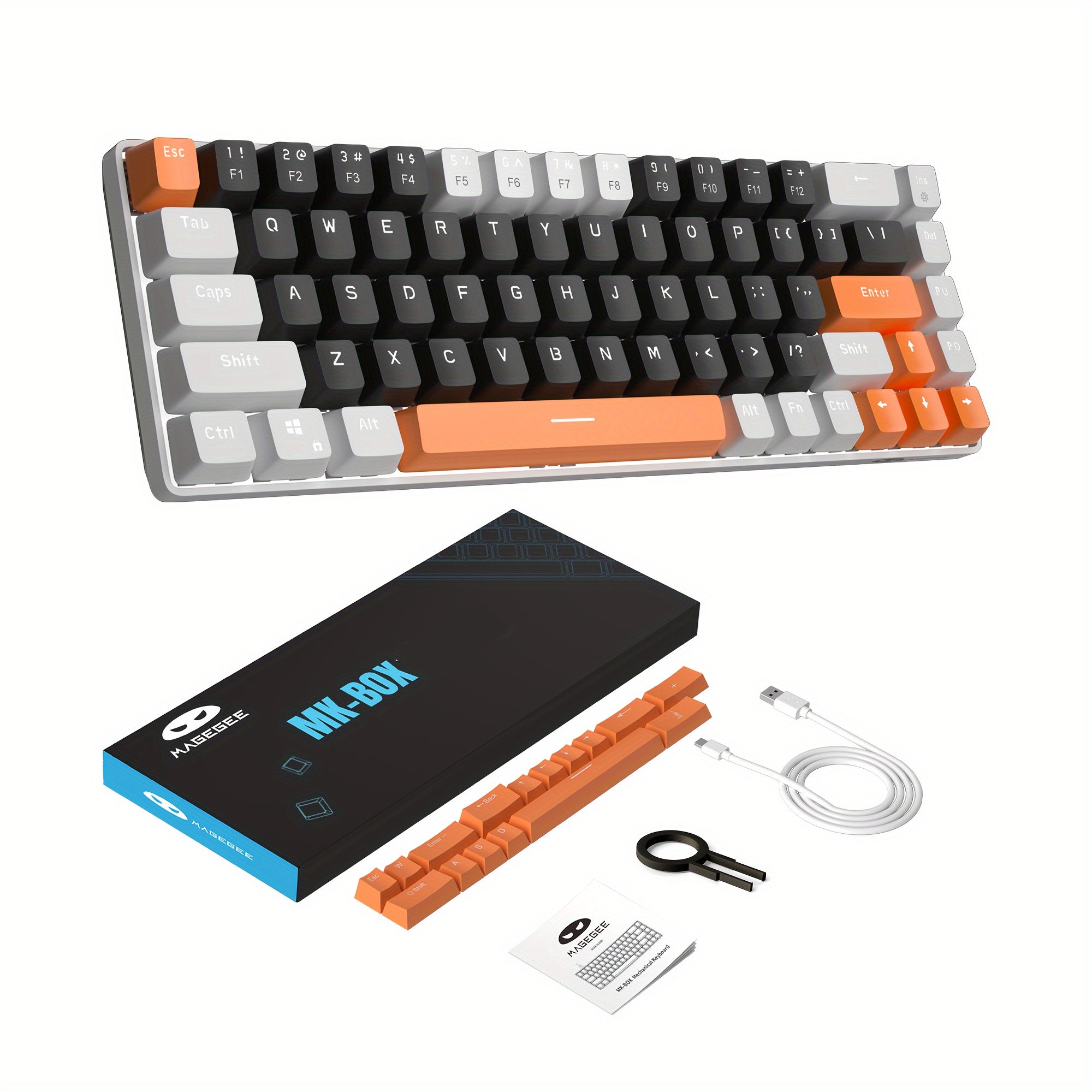 Teclado mecánico compacto para juegos del 60% con interruptores azules, retroiluminación LED, ergonómico para Windows, Mac, PC y portátil