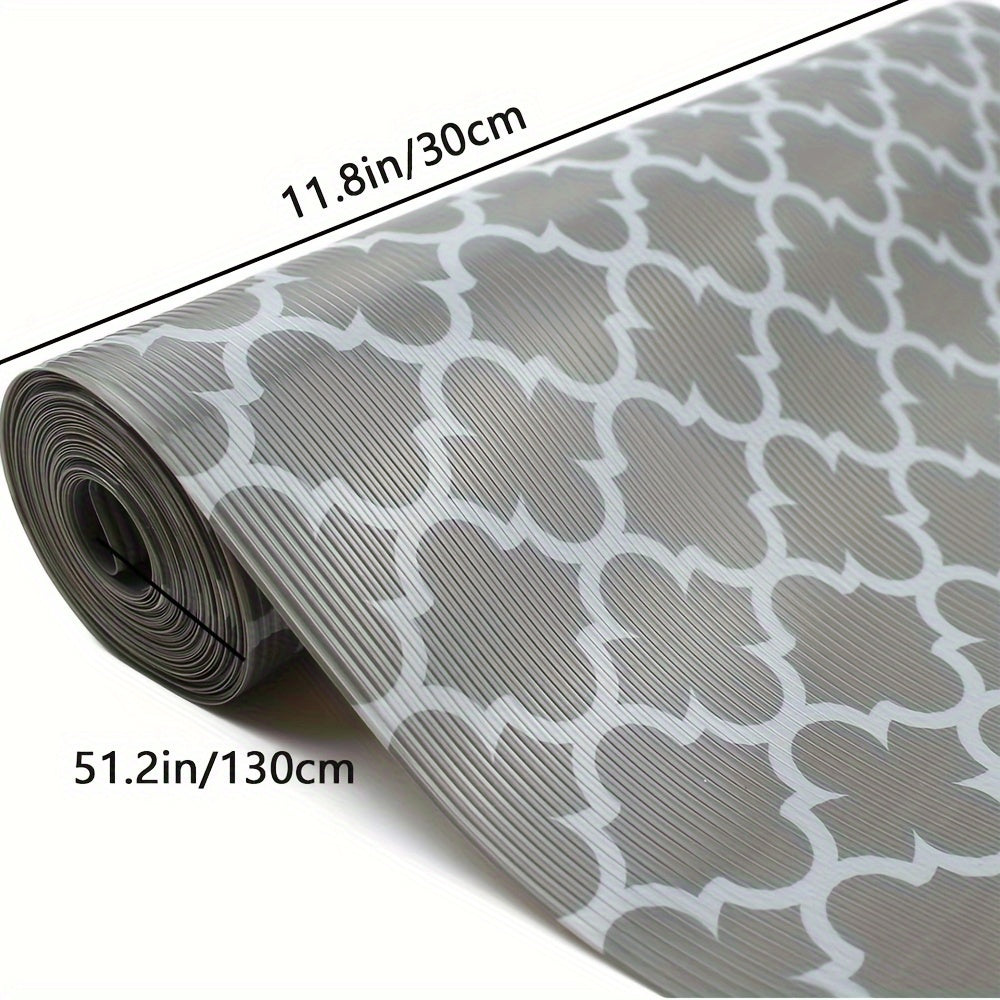 Gray Waterproof PEVA Shelf Liner Non-Slip Drawer Mat for Kitchen Cabinets Bathroom Storage 30x130 cm