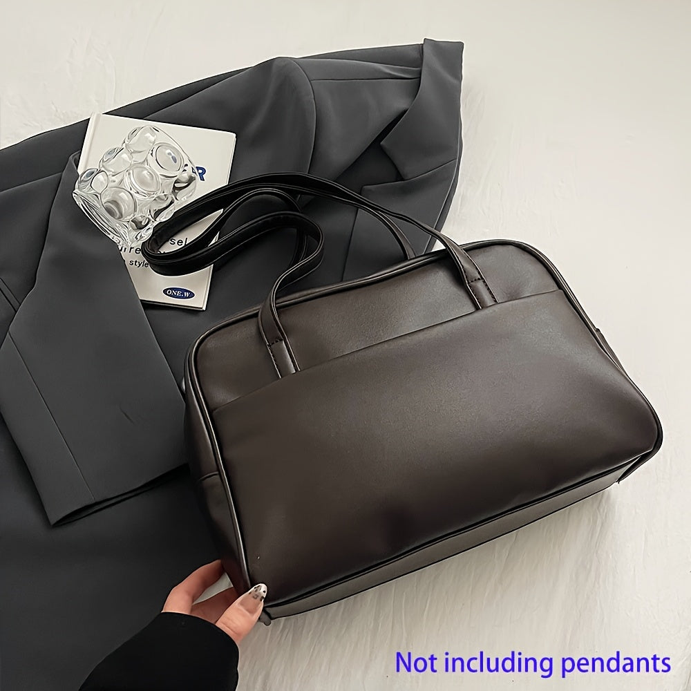 Vintage Black PU Single-Shoulder Bag with Large Capacity for Commuters