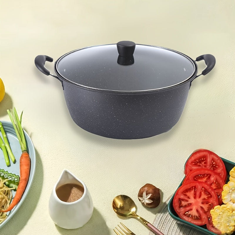 Durable Korean-Style Soup Pot with Lid for Noodles and Stews, Dishwasher Safe