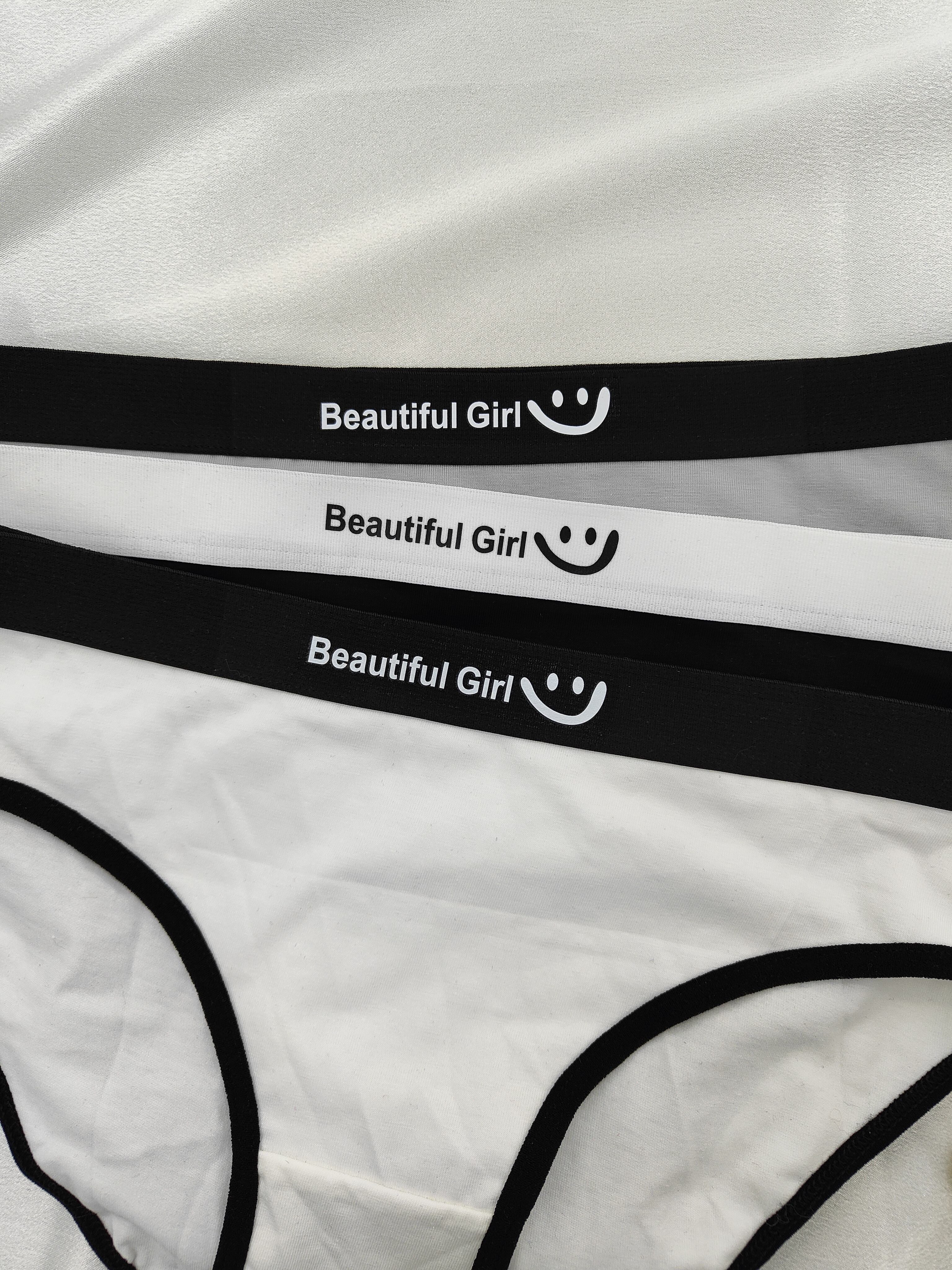 Women's 6-Pack Smile Print Low Rise Bikini Panties Breathable Stretchy Cotton