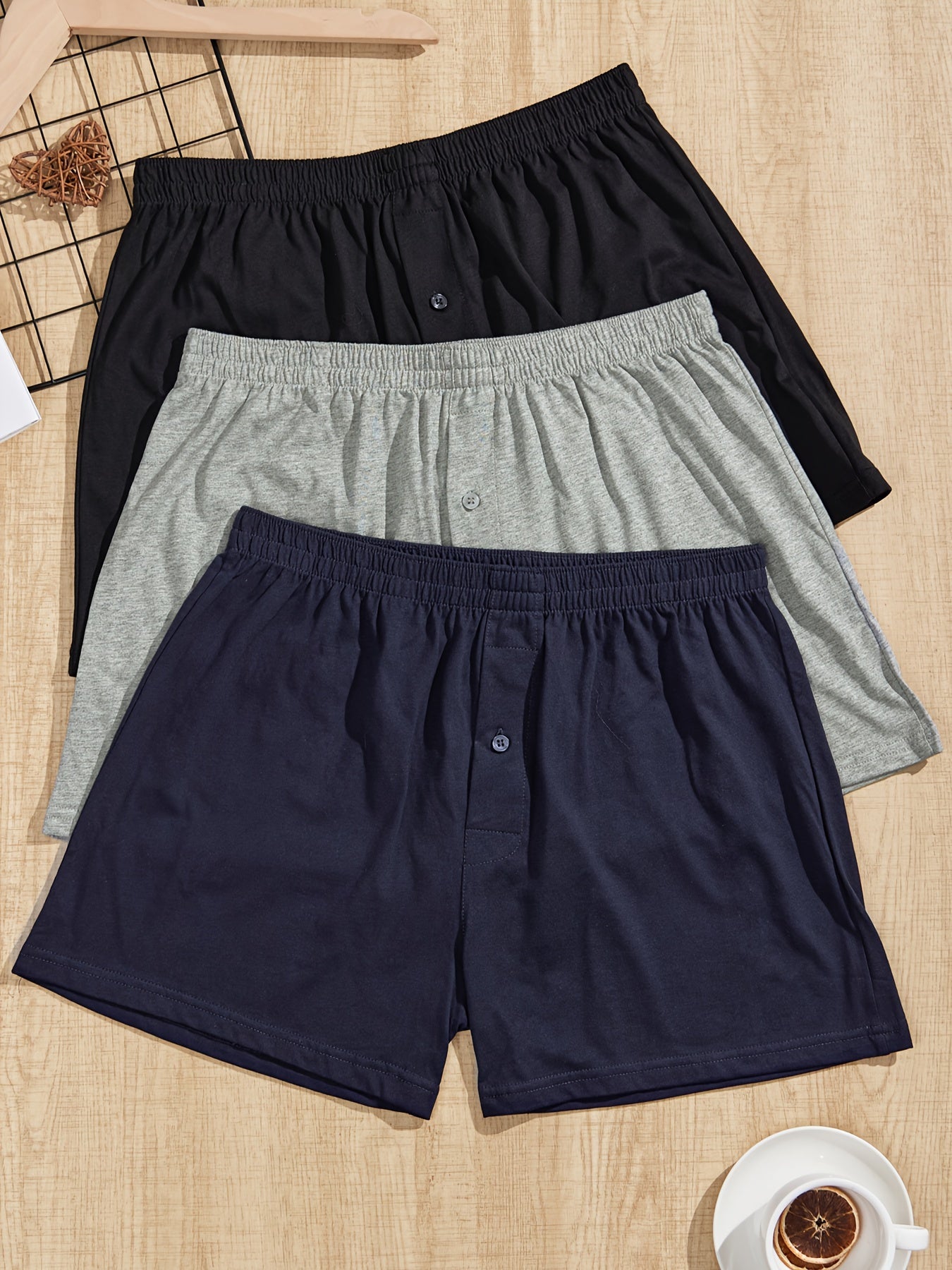 Men's Cotton Boxer Briefs 3-Pack Breathable Soft Regular Fit All Seasons