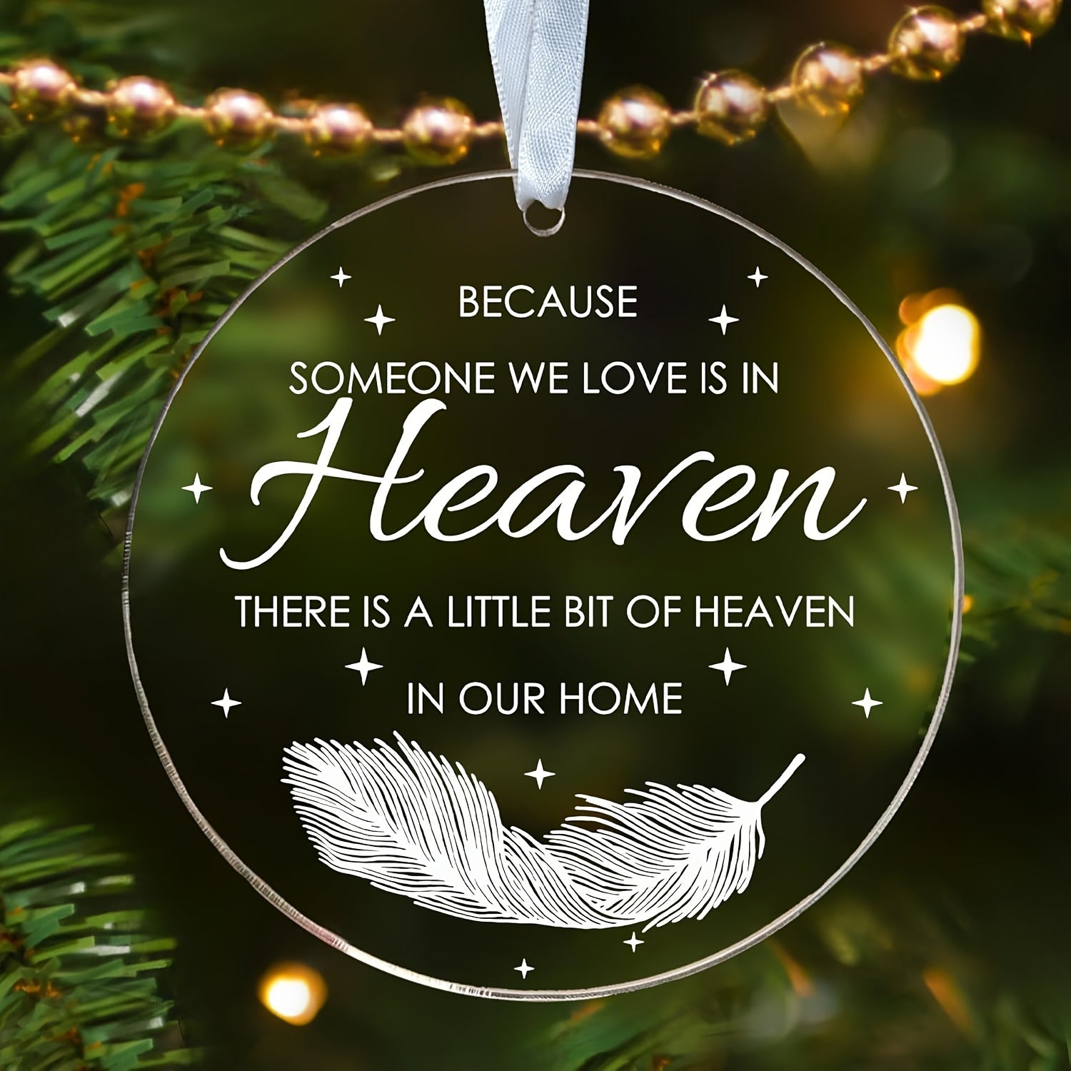 Acrylic Feather Christmas Ornament for Remembering Loved Ones