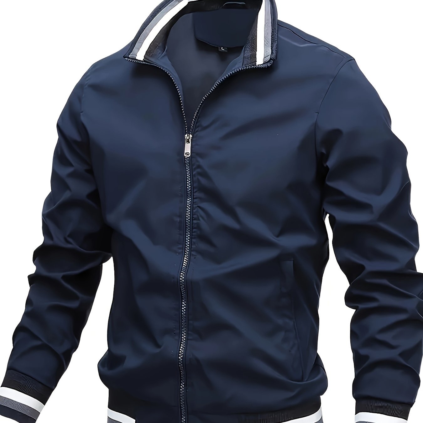 Chaqueta bomber de poliéster para hombre con bolsillos con cremallera para uso al aire libre y casual