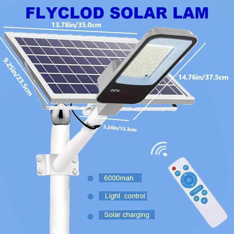 Farola solar de calle con control remoto y batería de 6000mAh, 252 LEDs, para exteriores, jardín y entrada