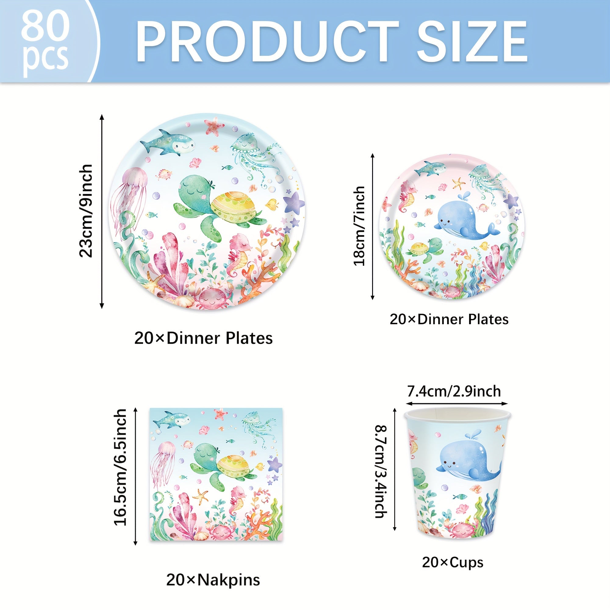 Under The Sea Birthday Party Set Ocean Theme Plates Cups Napkins Kids Celebration