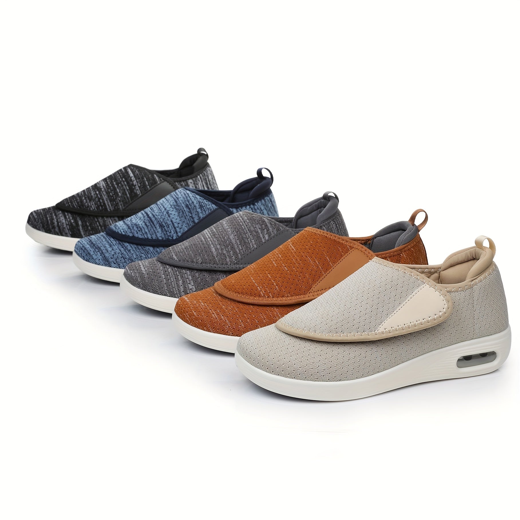 Women's Lightweight Adjustable Strap Walking Shoes Breathable Fabric Shock-Absorbing Outsole