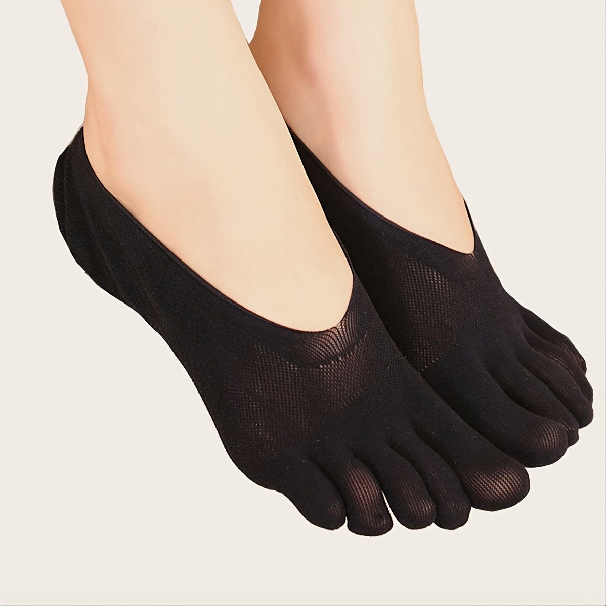 Women's Toe Socks for Running and Athletic Activities Solid Color Knit Polyester