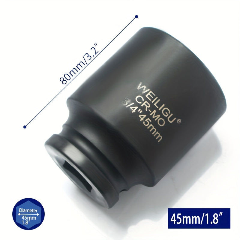 Тяжелая пневматическая головка-ключ 3/4 дюйма, средняя длина, хром-ванадий