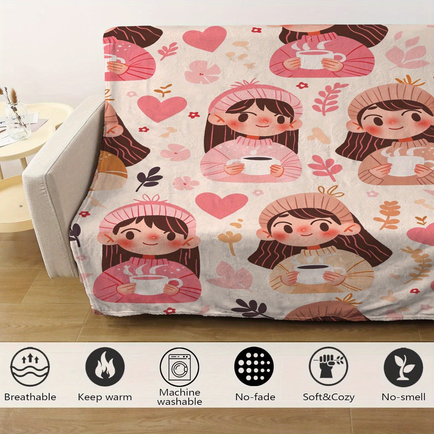 Digital Print Flannel Fleece Throw Blanket Hypoallergenic Cozy for Travel Camping Napping