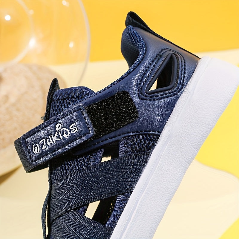 Zapatillas de malla para niños en azul y blanco, ligeras, antideslizantes, para uso casual y al aire libre