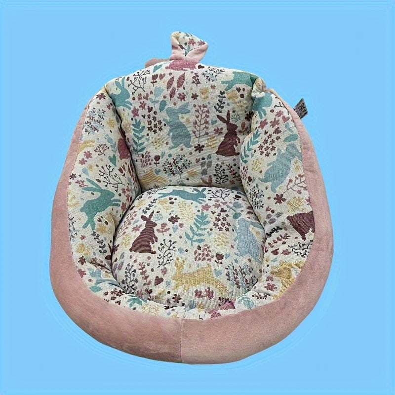 Cozy Oval Lazy Sofa with Knitted Gray Fabric and Thick Cushioned Seat