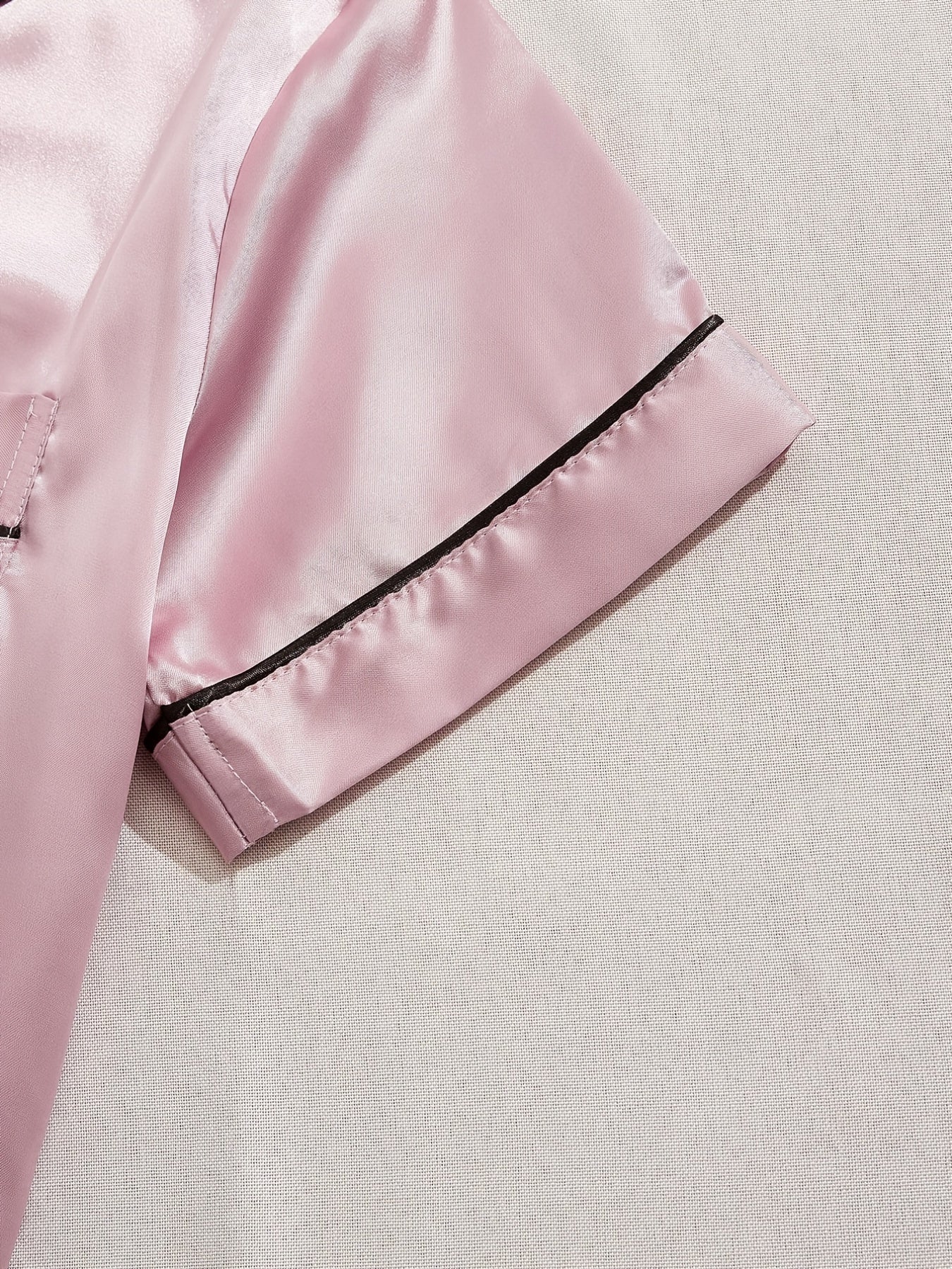 Women's Satin Pajama Set Short Sleeve Top and Elastic Waist Shorts Sleepwear Lounge Wear