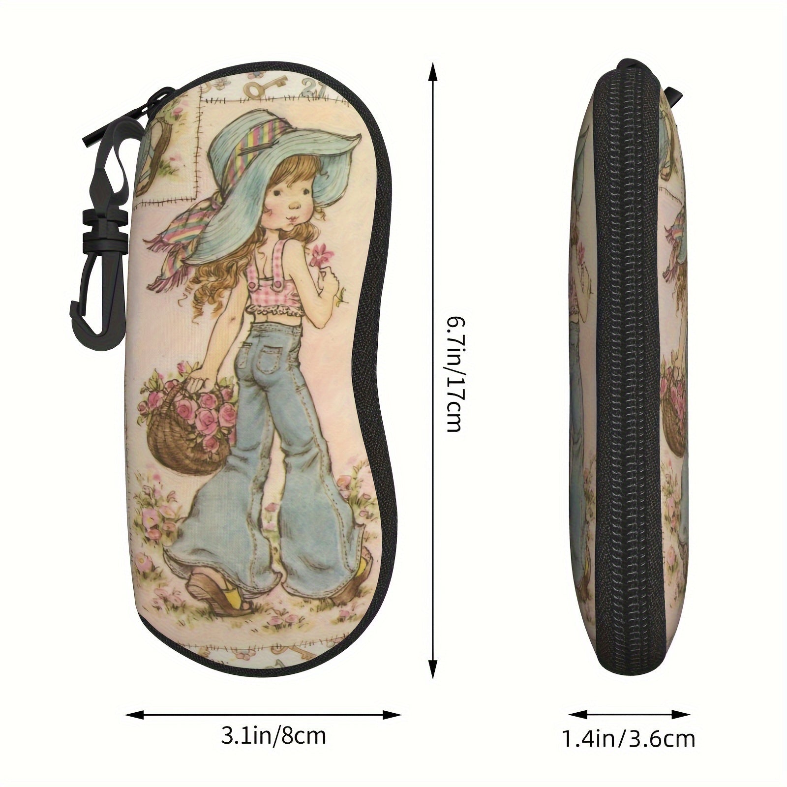 Flower Pattern Glasses Case with Zipper Closure Unisex Travel Storage Bag