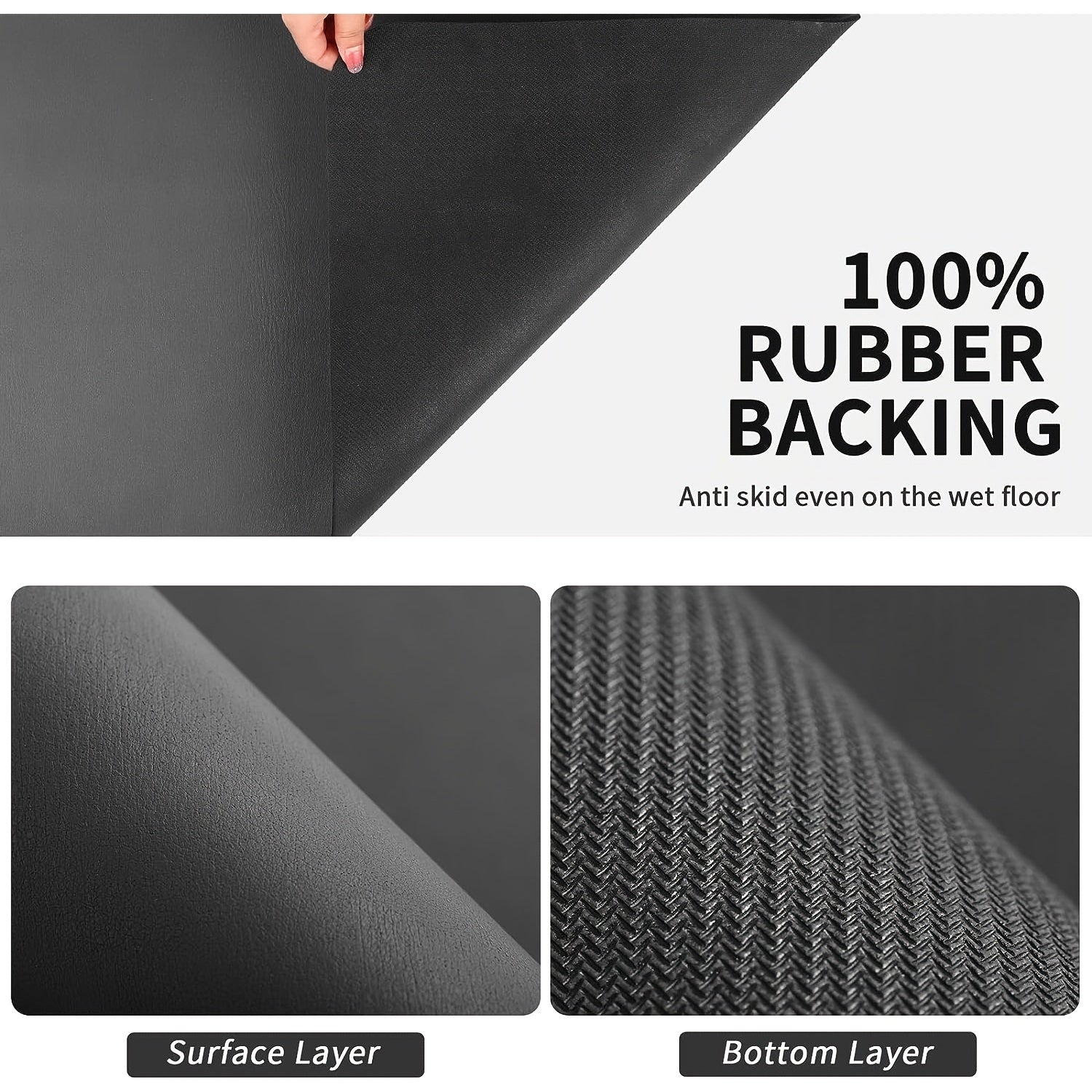 Ultra-Absorbent Rubber Drying Mat with Non-Slip Surface and Splash Guard
