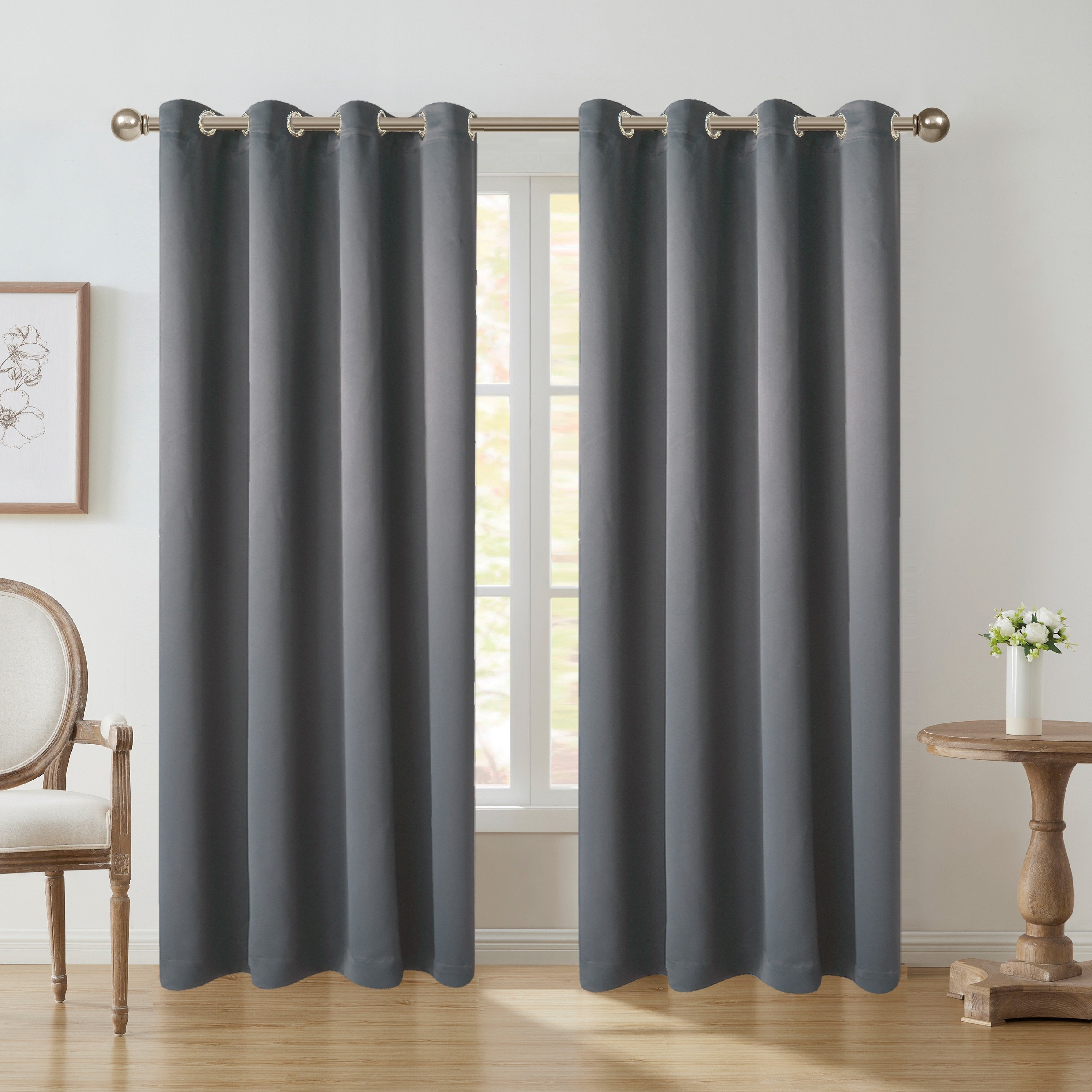 Blackout Curtain with Iron Rings Indoor Use 180g Dark Fabric