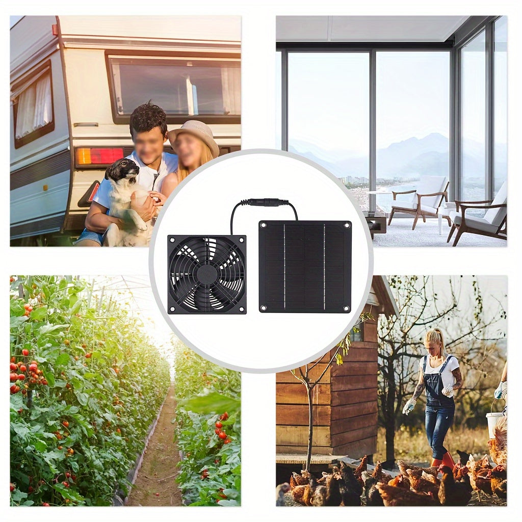 Portable Solar-Powered Fan Kit with 2W9V Panel, Ventilation, and Extension Cord