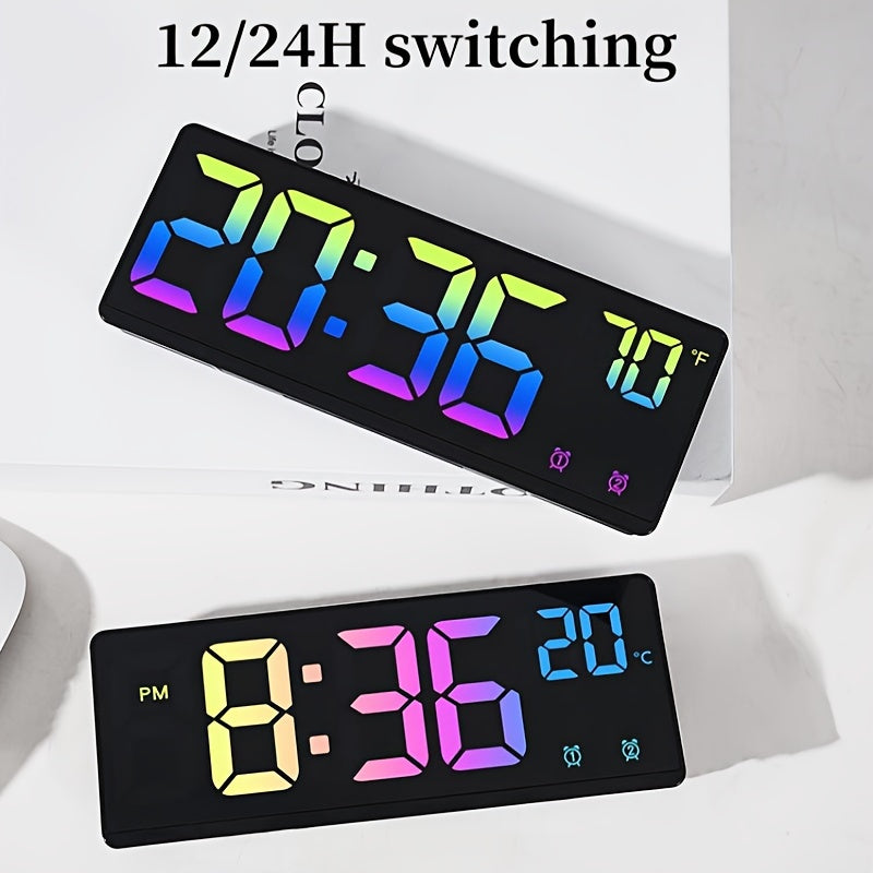 Digital Alarm Clock Voice Control Dual Alarm Night Mode Adjustable Brightness USB Powered