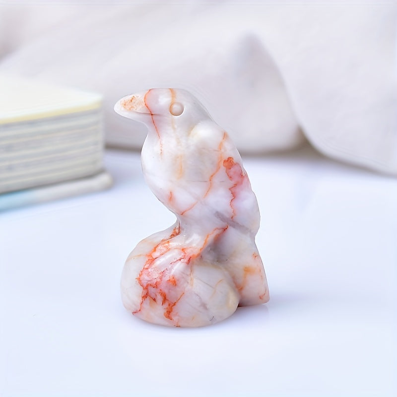 Mini Crystal Jewelry Ornament Made from Natural Carved Obsidian Raven Quartz for Home Decor