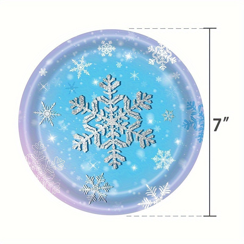 Winter Wonderland Party Supplies Set Blue Purple Snowflake Tableware Kit 68 Pieces
