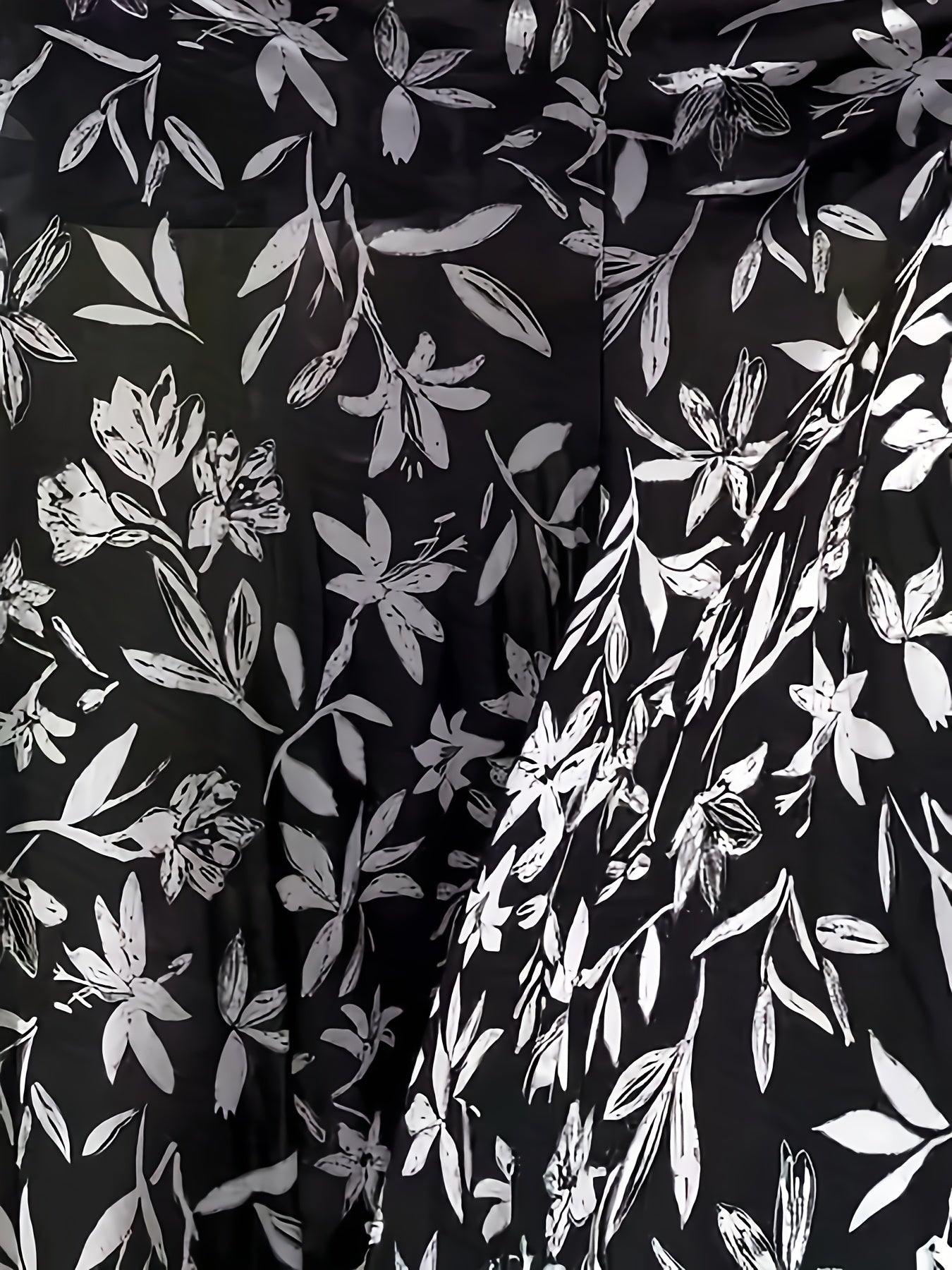 Women's Black Floral Print Jumpsuit with Belt Loose Fit Wide Leg Culottes