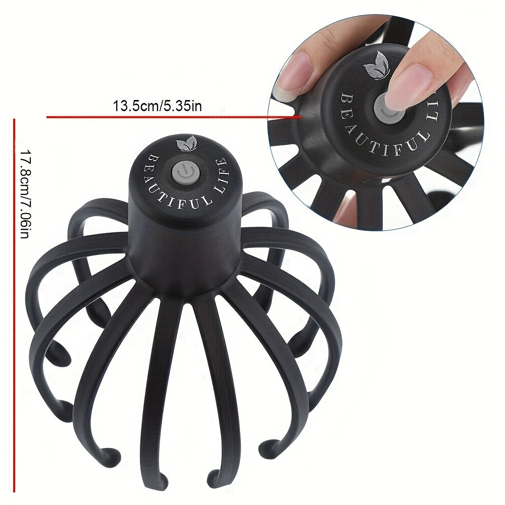 Electric Head Massager with Rechargeable Battery and Octopus Scratchers for Stress Relief