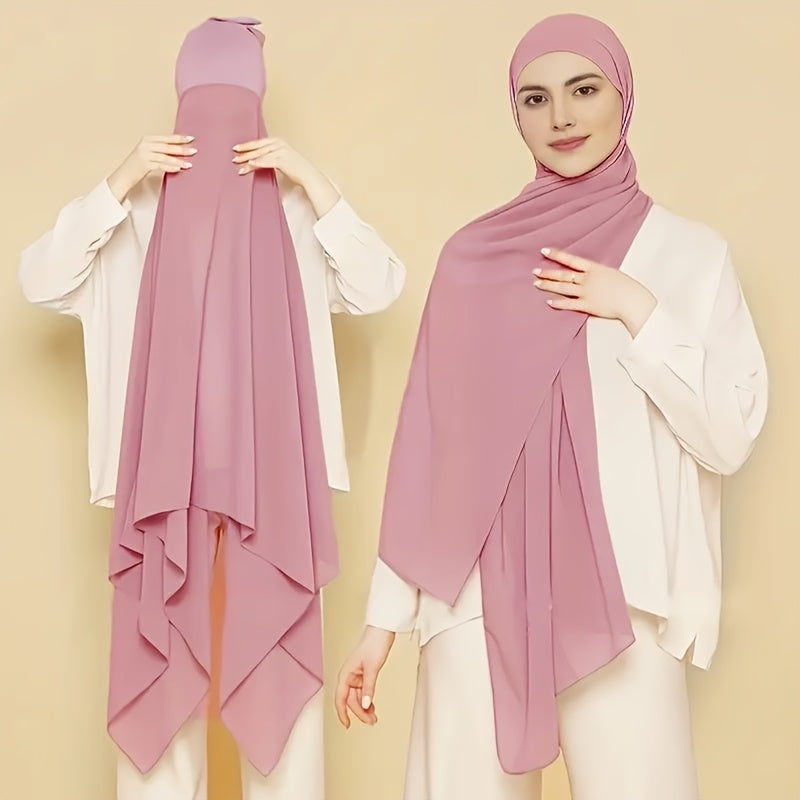Women's Chiffon Instant Hijab with Built-in Undercap Windproof Sun Protection