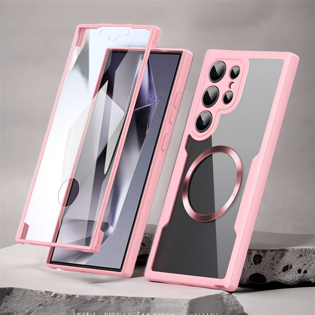 Samsung Galaxy S21 Ultra S22 Ultra S23 Ultra S24 Ultra S24 Plus S24 FE S23 FE uchun akril magnit telefon qutisi, himoya qoplamasi bilan