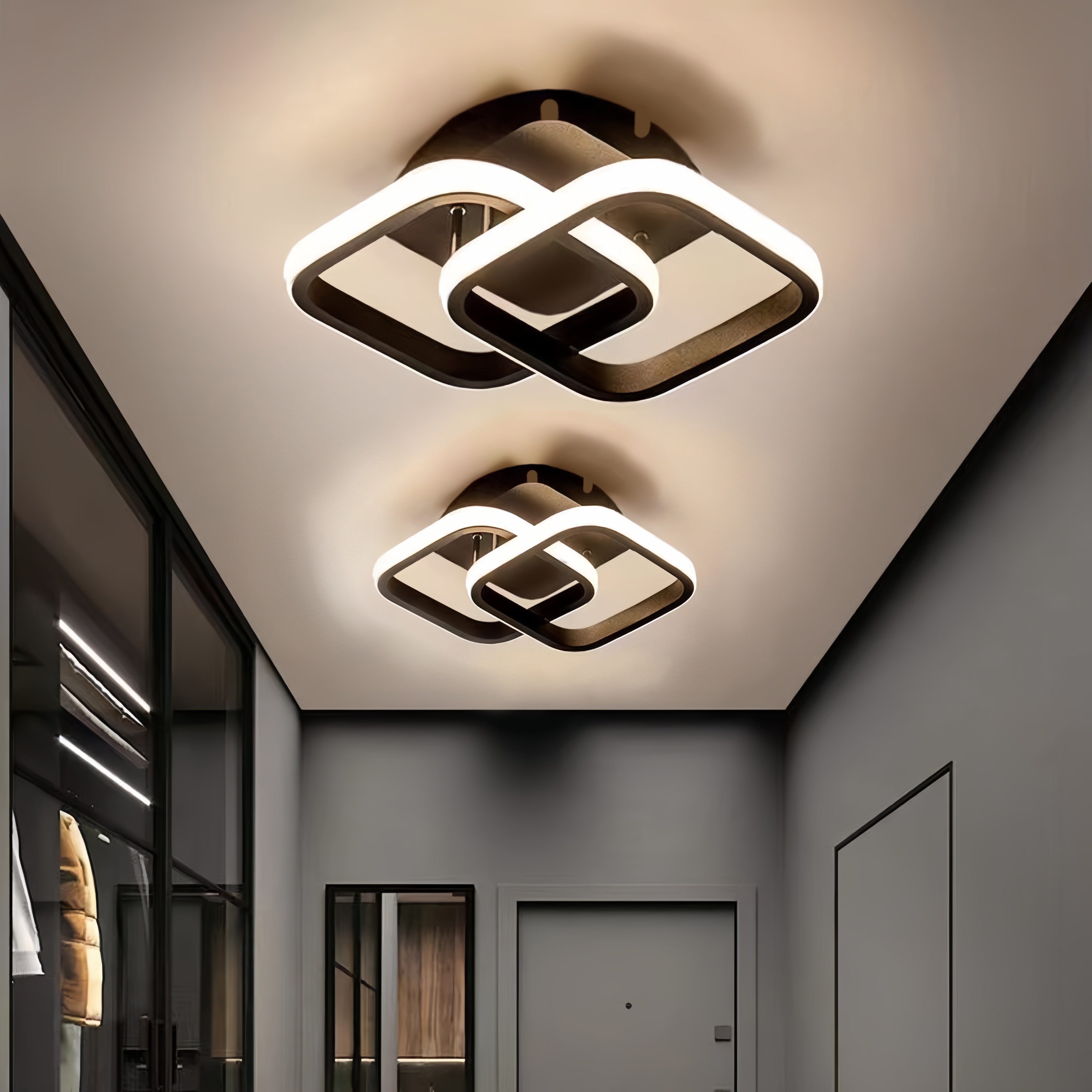LED Ceiling Light Fixture with ABS Shade for Living Room Kitchen and Bedroom Wide Voltage Hardwired Switch Control