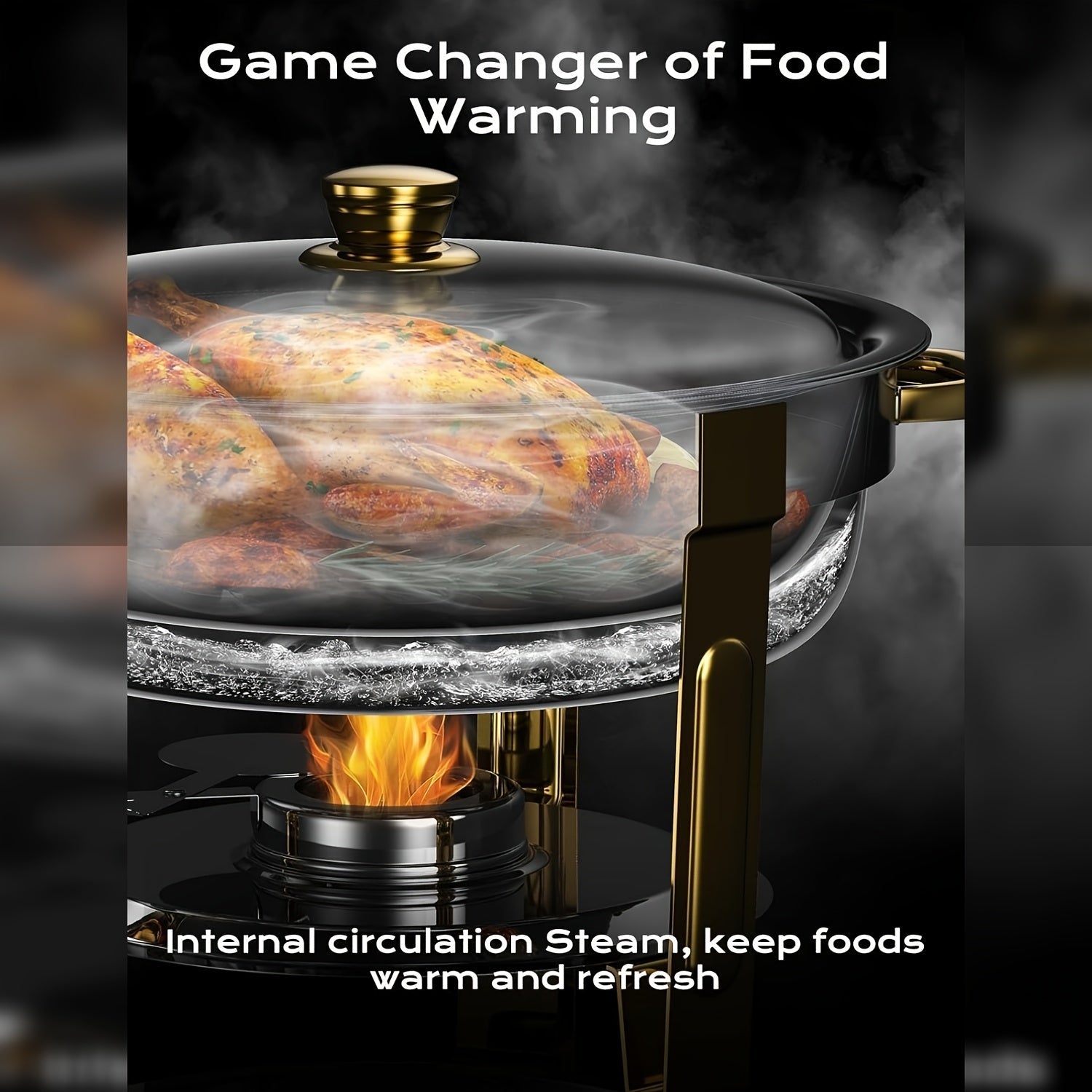 Zarif Oltin va Kumush Qoplamali Noxud Qozonlar To'plami: Oson 5QT Yig'ish, Buffet Tadbirlar uchun Ideal - To'liq Aksessuarlar To'plami Bilan Keltiriladi