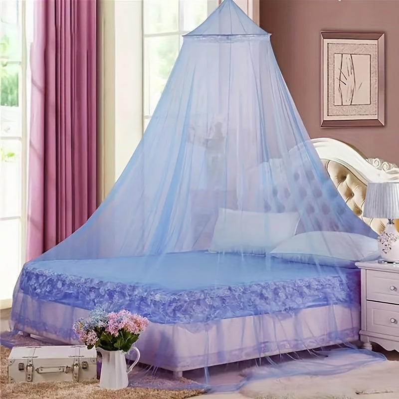 Luxurious Knitted Polyester Mosquito Net with Steel Wire Frame for Ceiling to Floor Use