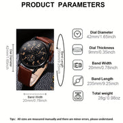 Men's Round Quartz Watch with Bracelet Set for Casual and Formal Wear