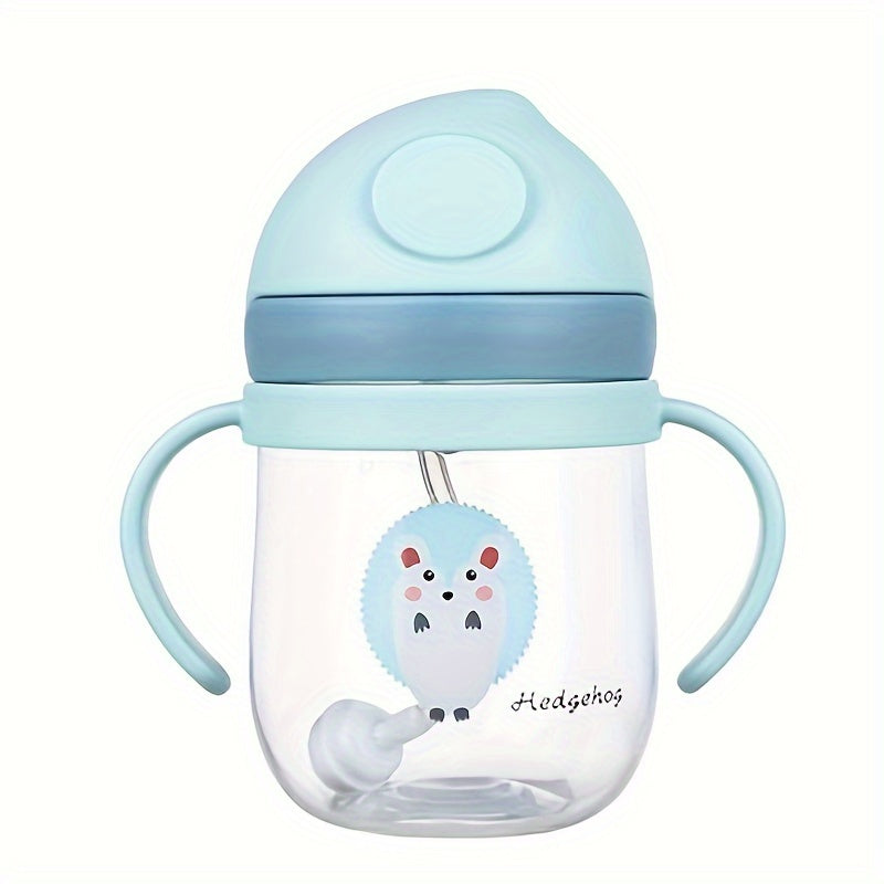 Kids 250ml Cartoon Print Leak-Proof Plastic Drinking Mug with Straw BPA-Free