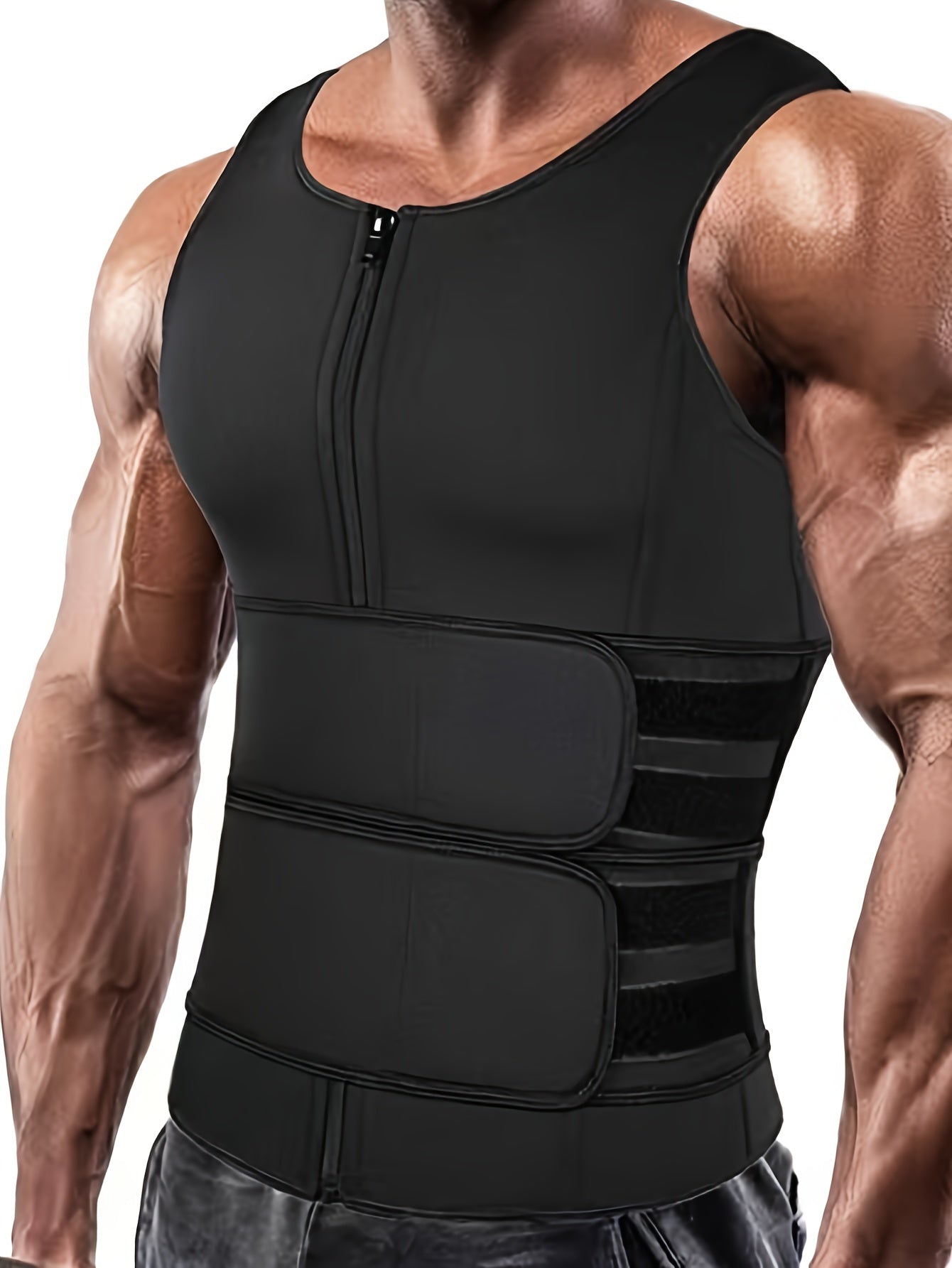 Camiseta moldeadora para hombre con cinturillas de neopreno y nylon, control de abdomen, para todas las estaciones