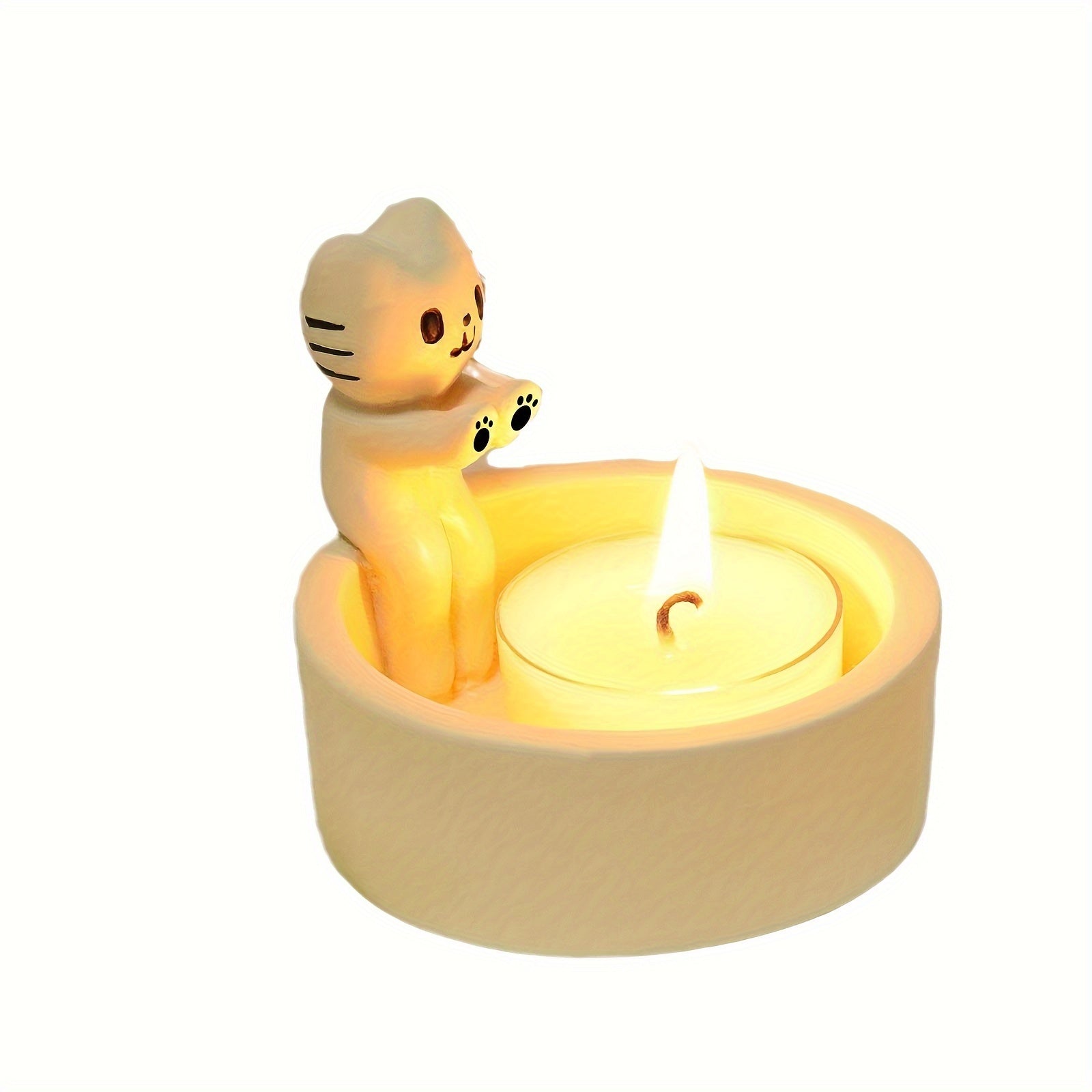 Ceramic Candle Holder with Kitten and Panda Designs for Home Decor and Gifting